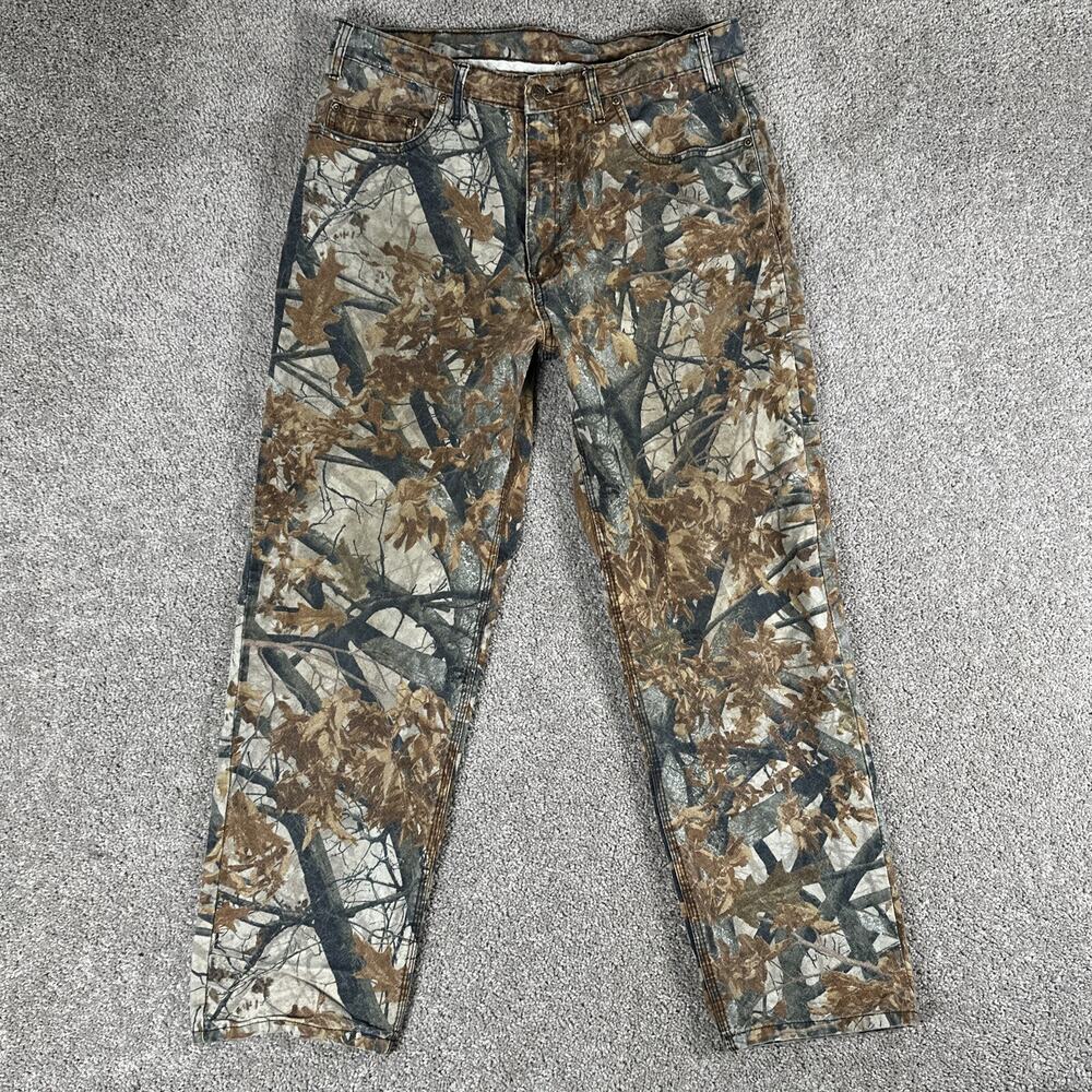 Vtg Real Work Wear Camo Pants Mens 35x30* Evasion Foliage Camouflage (Tag 38x32)